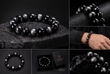 Load image into Gallery viewer, Stress Shield Black Obsidian Bracelet — Natural Crystal Protection Stone Bracelet for Grounding &amp; Anxiety Relief | Polar Star Crystals
