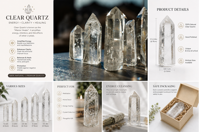Natural Clear Quartz Crystal Tower — Healing Crystal Point for Clarity & Meditation, Ethically Sourced from Brazil | Polar Star Crystals