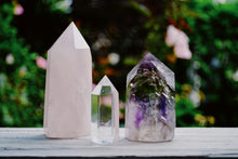 Load image into Gallery viewer, Healing Crystal Set for Beginners — Natural Amethyst, Clear Quartz &amp; Rose Quartz Gift Box, 3 Stones | Polar Star Crystals Gift Box
